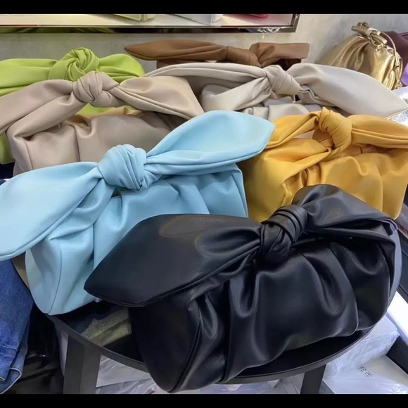 New Shoulder Bag Genuine Leather  Bow Handbag Cloud Lunch bag Underarm Pouch - Picture 16 of 17